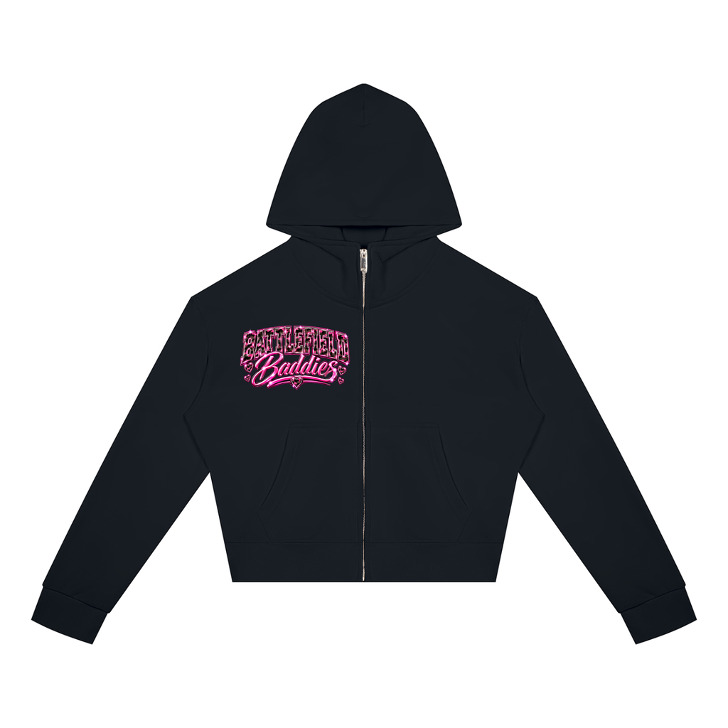 Battlefield Baddies Crop Zip Hoodie